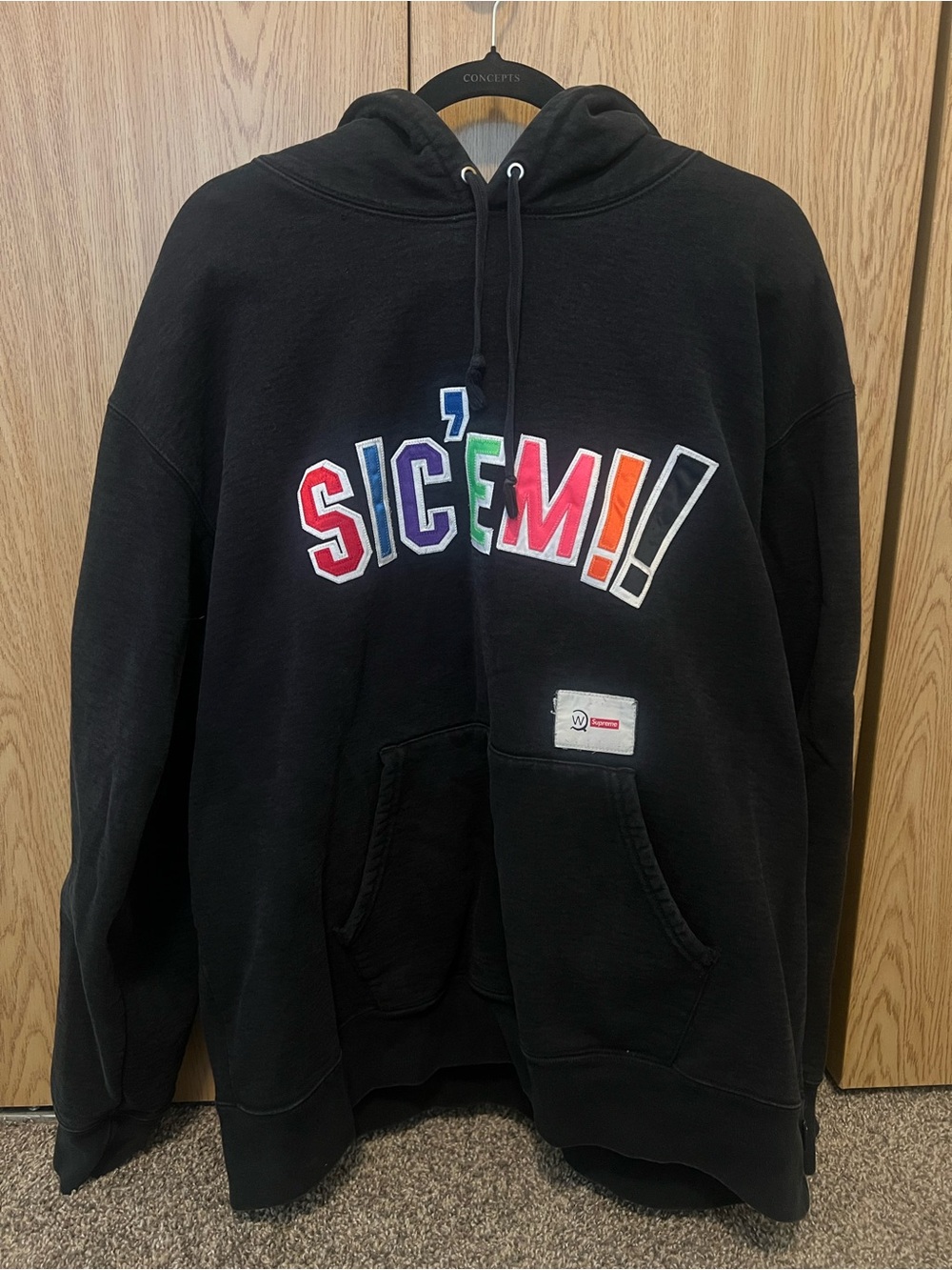 Black Graphic Hoodie Sweatshirt with Multicolor Lettering